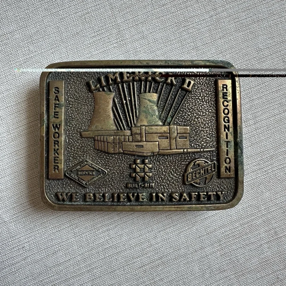 BECHTEL LIMERICK II, We Believe in Safety Solid Brass Belt Buckle BTS 1983
